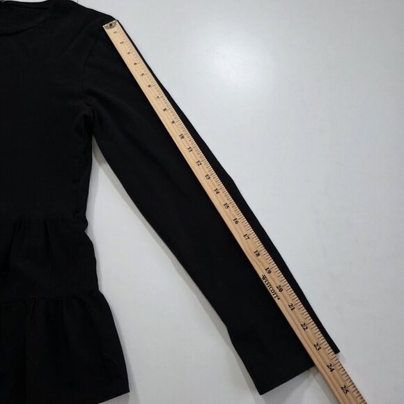 Zara Tunic Womens L Black LS Monochrome Knit Top Tiered Hem Goth Lagenlook Boho - Picture 6 of 14